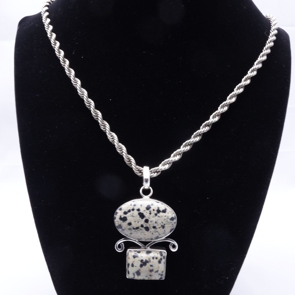 Dalmatian Jasper & Sterling Silver Necklace
